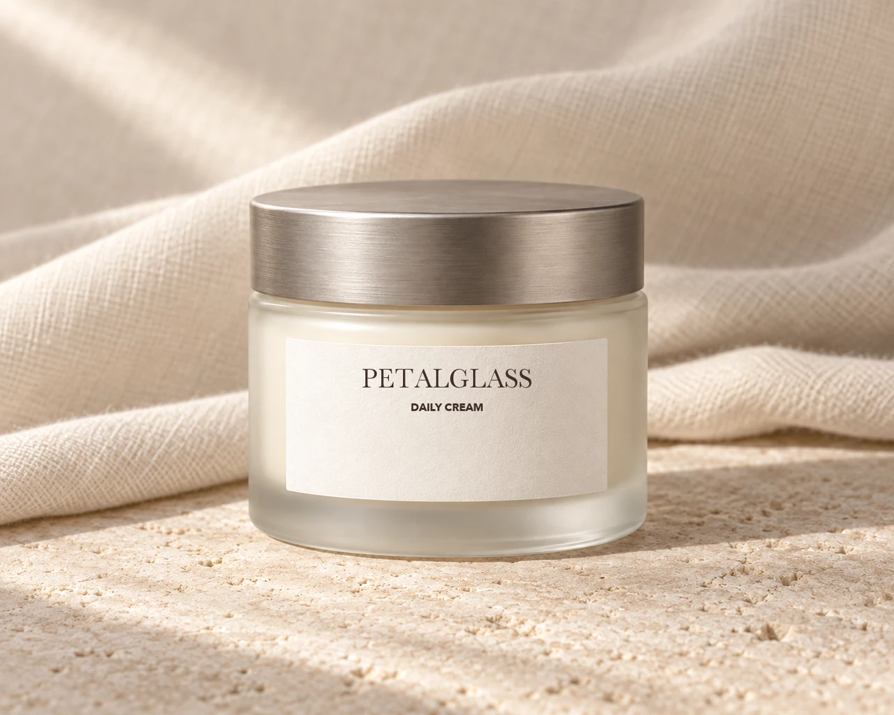 Petalglass cream jar in a warm editorial still life